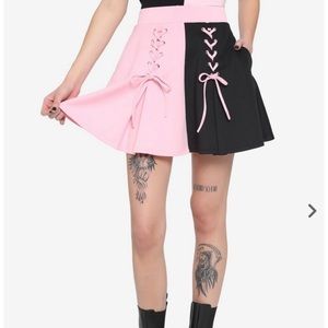 Hot topic lace up pink skirt